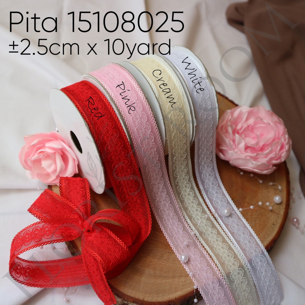 

Pita 15108025 ±2.5cm x 10Yard - Wedding Bouquet -Kado - Renda - Hadiah - gift