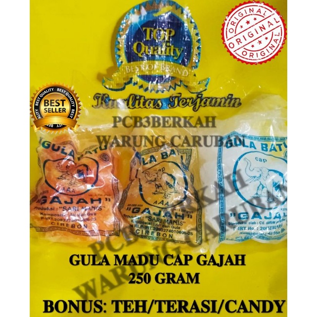 

@250GR GULA MADU CAP GAJAH BONUS TEH /TERASI/CANDY