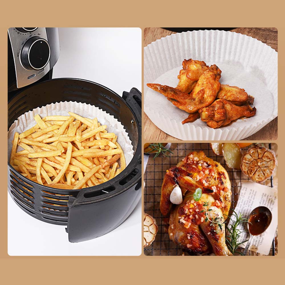 50 Pcs Kertas Penyerap Minyak Bentuk Bulat Ukuran 16cm Untuk Air Fryer