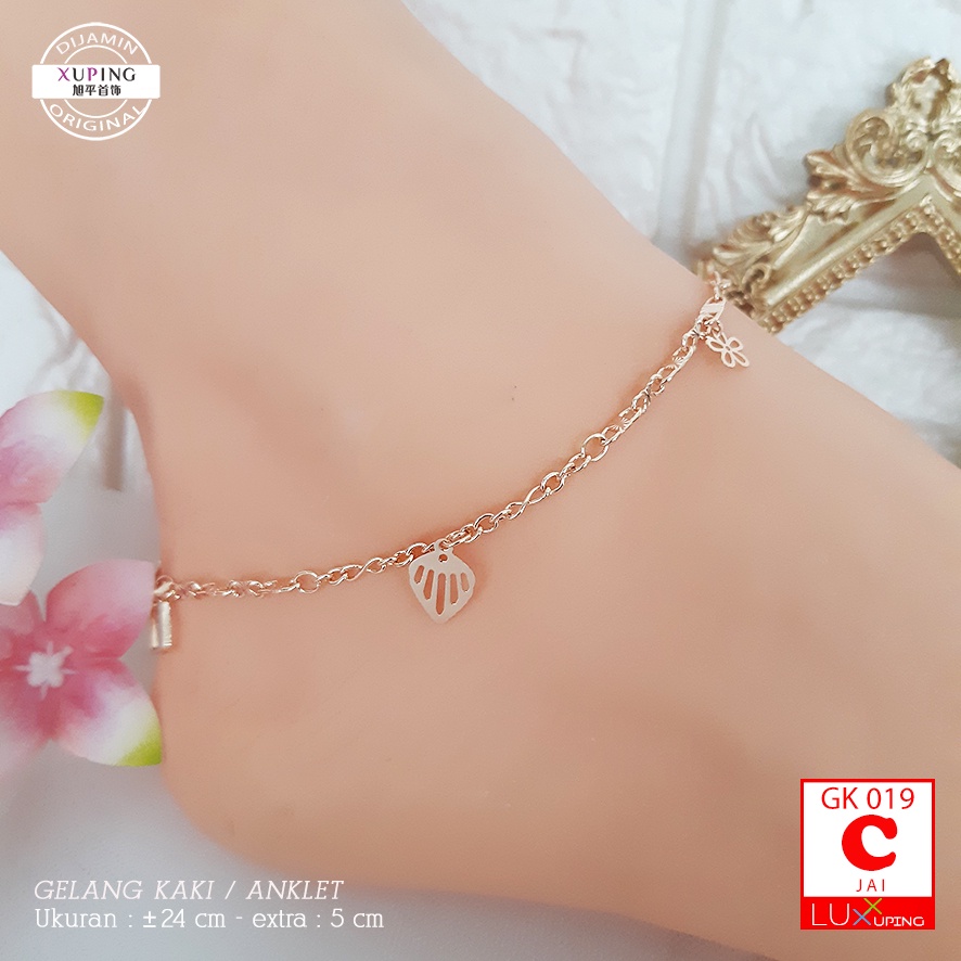 GK 019 Gelang Kaki Xuping Simpel Perhiasan Wanita Lapis Emas Imitasi Gelang Kaki Charm Aksesoris Kaki Pantai Aksesoris Korea Murah Merk Xuping Asli Premium Quality Luxx Xuping