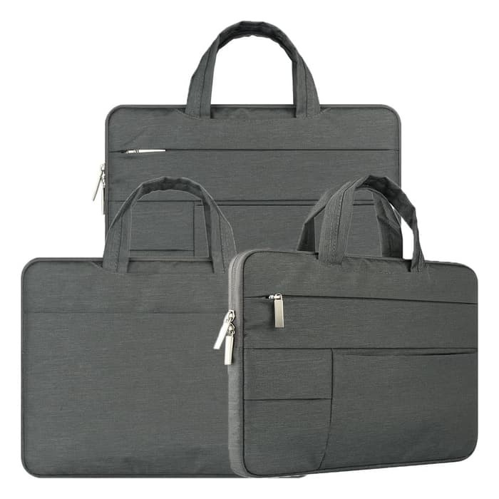 Tas Laptop Macbook Softcase Nylon Pocket Handstrap 13 inch - dark grey