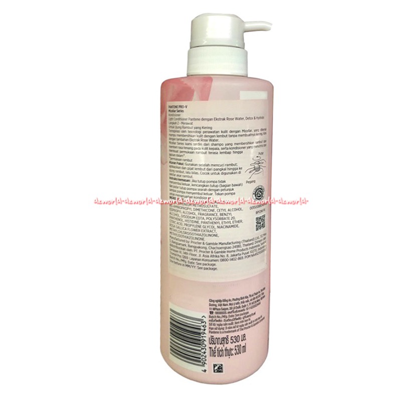 Pantene Micellar 530ml Detox &amp; Hydrate Rose Water Extract Scalp Light Conditioner Kondisioner Pentin Mengatasi Rambut Kering Dry Hair