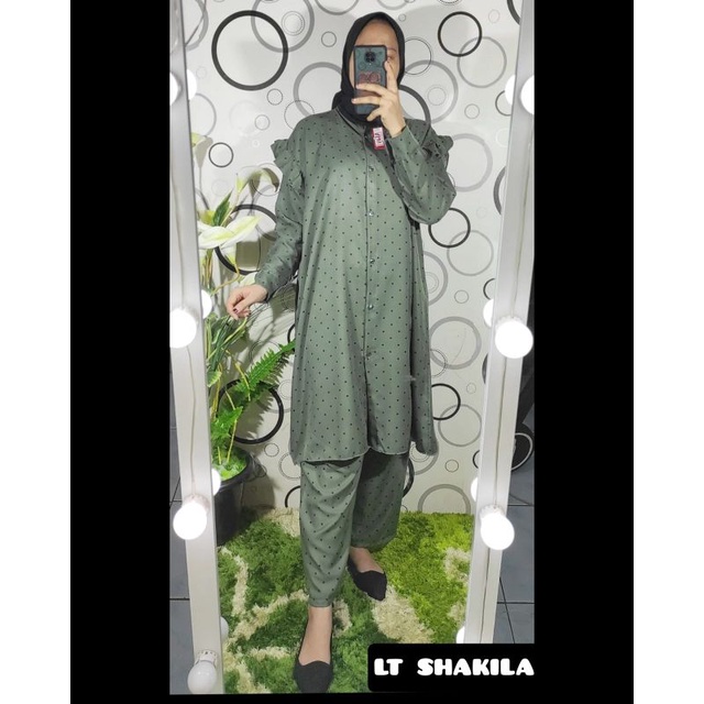 One Set Syakila volkadot/Long Tunik syakila jumbo LD125