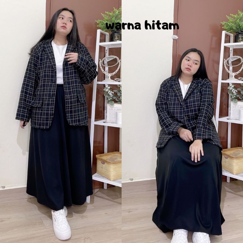 BLAZER MOTIF KOTAK-KOTAK JUMBO BIG SIZE OVERSIZE KOREAN STYLE LD 130CM