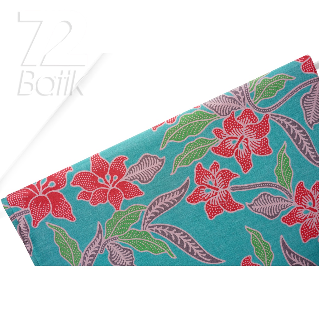 KAIN BATIK PREMIUM Bahan Katun Motif Kembang Kamboja Warna Biru Muda Tosca 721817 Cap 72 Jarik Jarit Samping Kebat Panjang Batik Katun Modern Premium Bahan Seragam Batik Pernikahan Kantor Keluarga Murah Kamen Jadi Batik Bali Lembaran