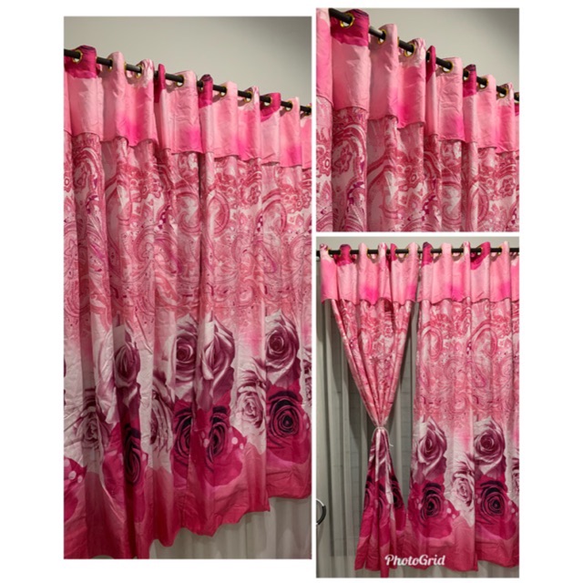[ PINTU DAN JENDELA ] GORDEN SMOKRING + PONI MOTIF BUNGA PINK DASAR PINK