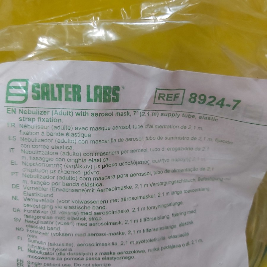 Masker Nebulizer Dewasa SALTER LABS 8924. Adult Nebulizer Mask SALTER 8924-7