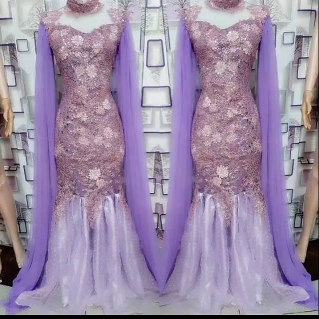 LongDress Duyung organza dot sayap tule