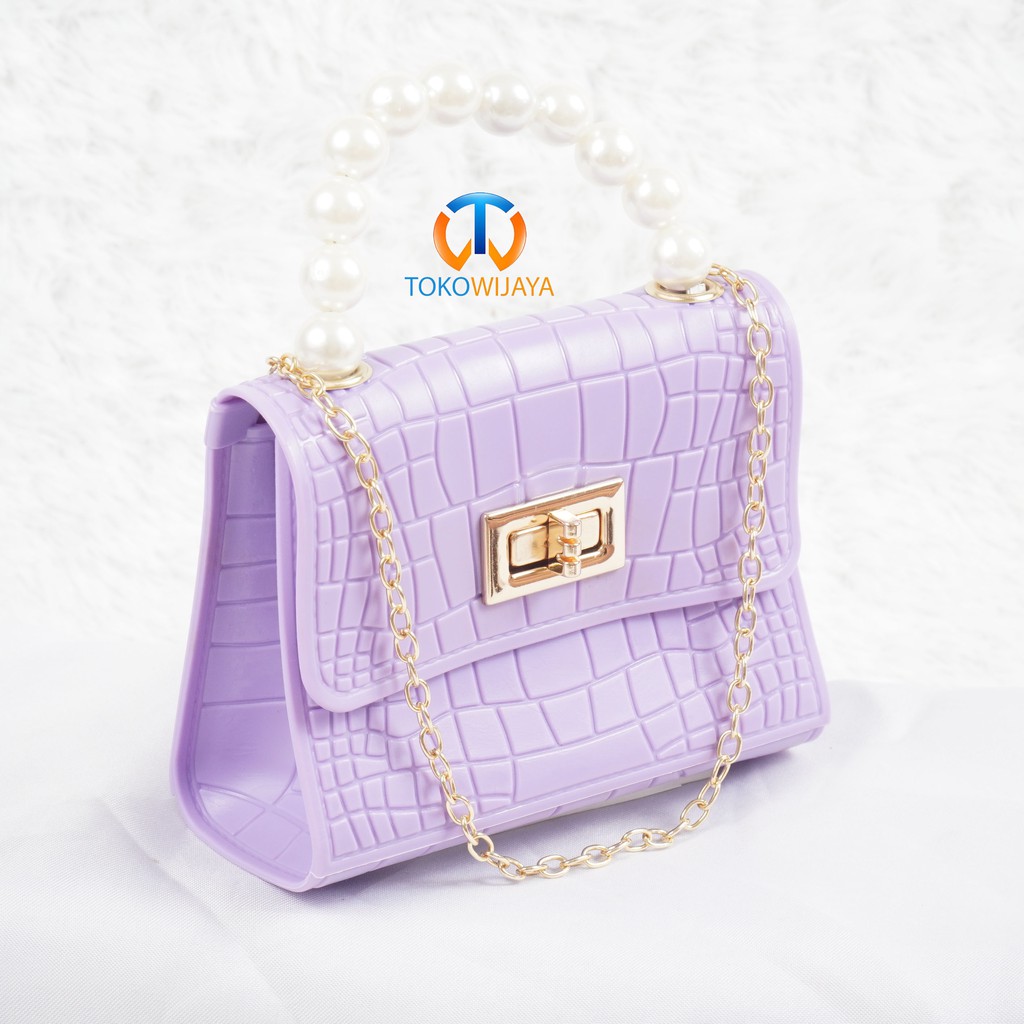 Tas Jelly Mini Croco Pearl | Tas Jelly Glossy Motif Croco Import | Tas Jelly Mini Rubber