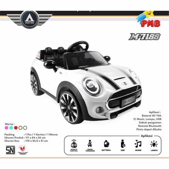 Mobil Aki Mini Cooper M 7188 PMb 6v Anak Edukasi Belajar Gearbox Ori