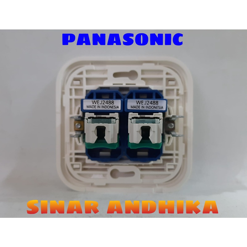 MODUL / JACK DATA CAT 5E DOUBLE + FRAME PUTIH PANASONIC WEJ 78029+WEJ 2488