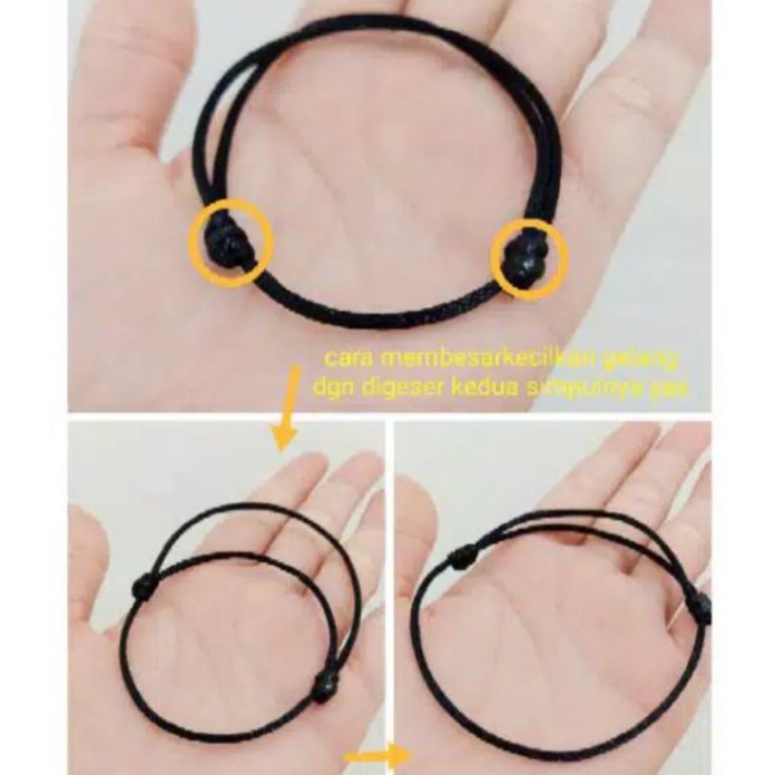 [PROMO] Gelang tali korea hitam mengkilap polos  waterproof