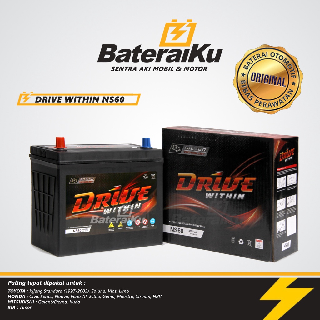 Aki Drive Within NS60 Aki Kering Aki Mobil Avanza, Xenia, Apv, Grand Max, Terios, Rush