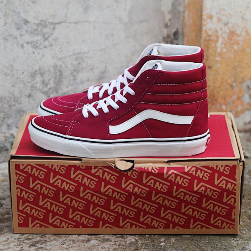 #saleenak Vans SK8 Hi Rumba Red Maroon Original