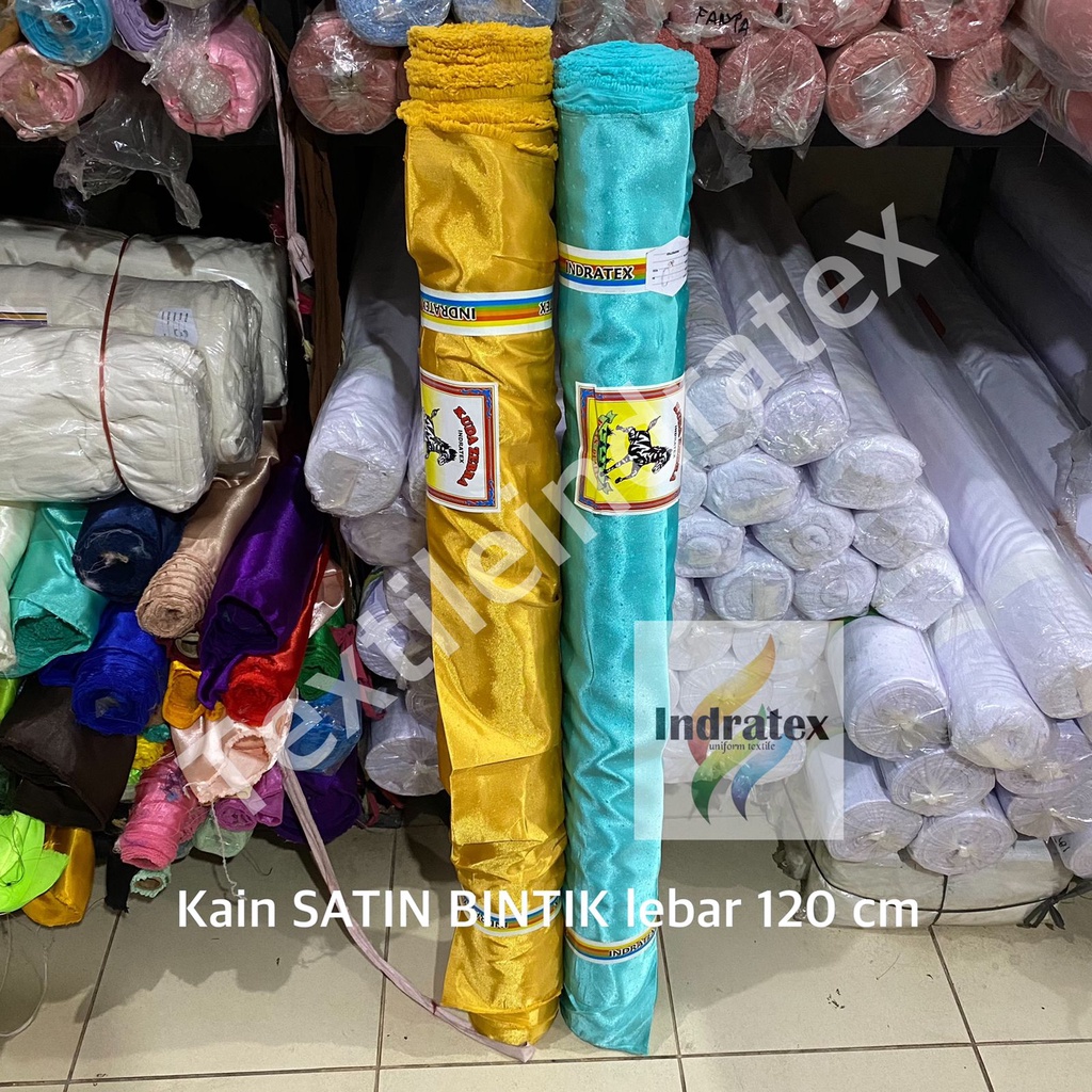 ( per setengah meter ) KAIN SATIN SATEN BINTIK LEBAR 120 CM BAHAN HORDENG GORDEN SCHRUNCIE HAMPERS PARSEL CRAFT KERAJINAN TANGAN