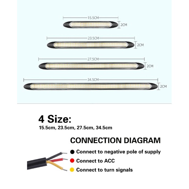 BARU DRL RGB 12V LED Mobil Daytime Running Light DRL Lampu Sein Strip Fleksibel Tricolor putih dan kuning dan biru