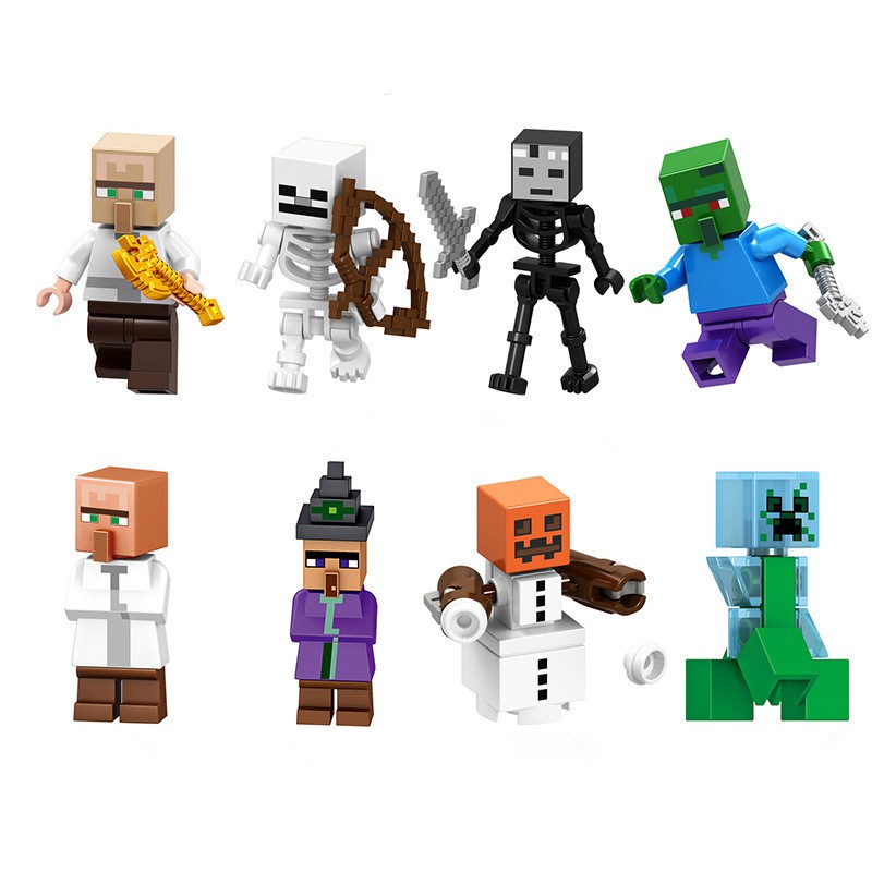 1pc Mainan Balok Bangunan Mini Figure Karakter Minecraft Steve Enderman Skeleton Untuk Anak Hadiah