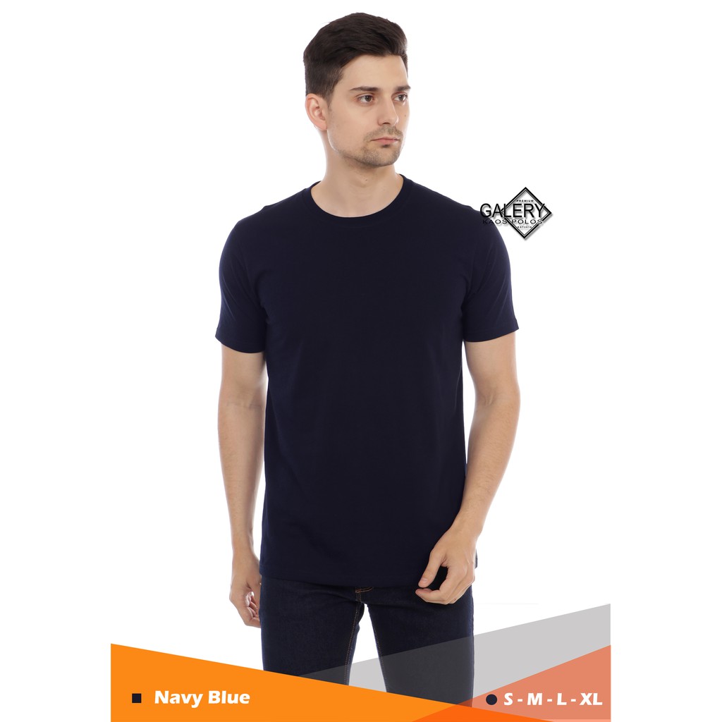 [LANGSUNG DARI PABRIK] [HARGA RESELLER] Kaos Polos Bahan Cotton, Combad 30s Unisex Cewek Cowok Casual-Navy Blue