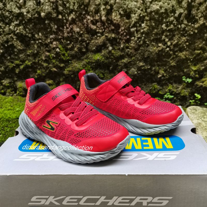 Skechers Nitro Sprint Boy Grade School Sneakers Shoes - Red Gray