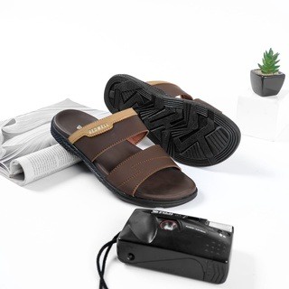 Sendal Kulit Asli Pria Sandal Slop Casual / Sendal Jepit Slide (GRATIS ONGKIR) BISA COD (BAYAR DITEMPAT)