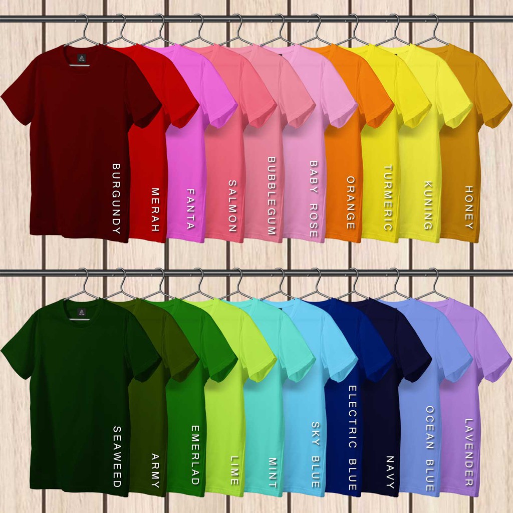 [KAOS DEWASA] FREE ONGKIR kaos polos full color warna lengkap cotton katun combed 30s kasual santai