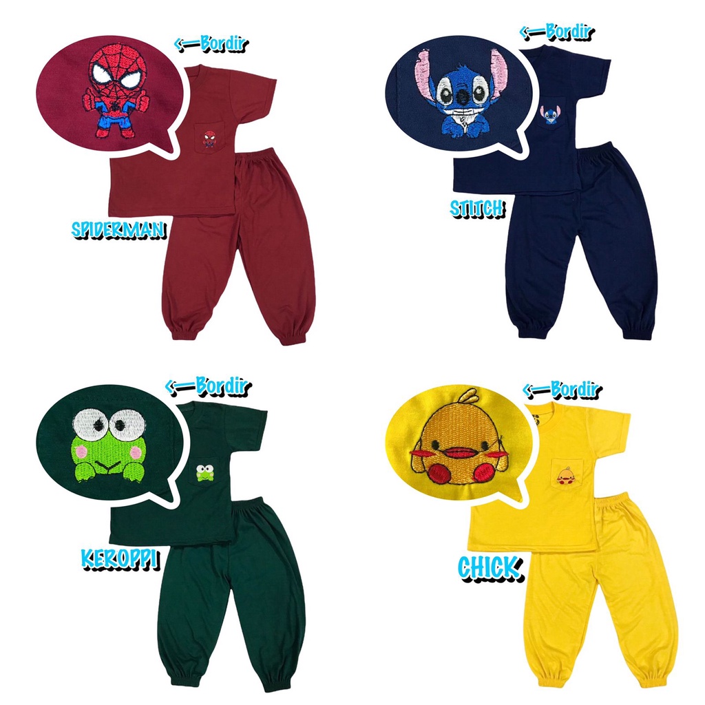 BAJU SETELAN CP JOGER FASHION OBLONG ANAK LAKI-LAKI/COWOK BAHAN KAOS KATUN KANTONG BORDIR