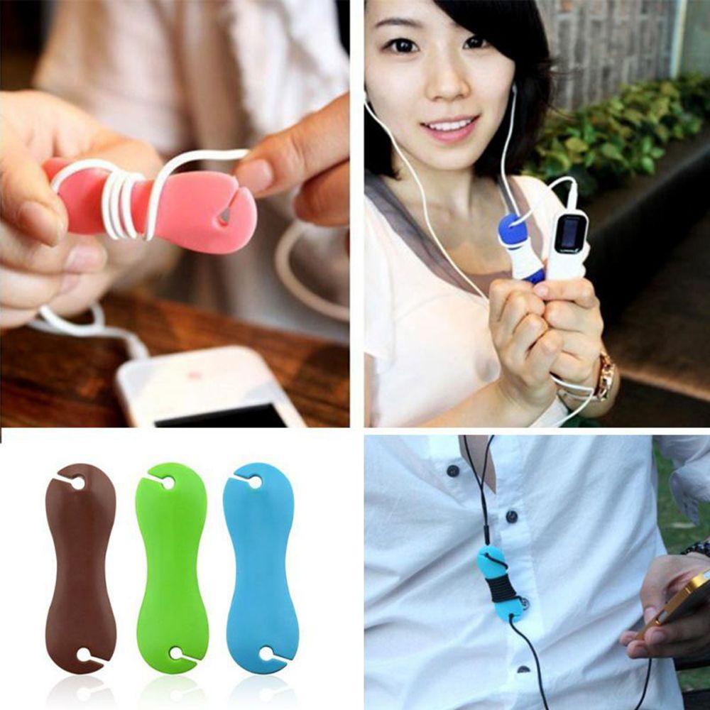 Nanas 2/5Pcs Warna Acak Kabel Winder Merapikan Fixer Jalur Data Headphone Earphone Organizer