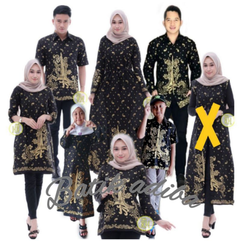Baju Batik Couple Keluarga Set Seragam Sarimbit Modern Pasangan Suami Istri Atasan Kerja Dress Kemej