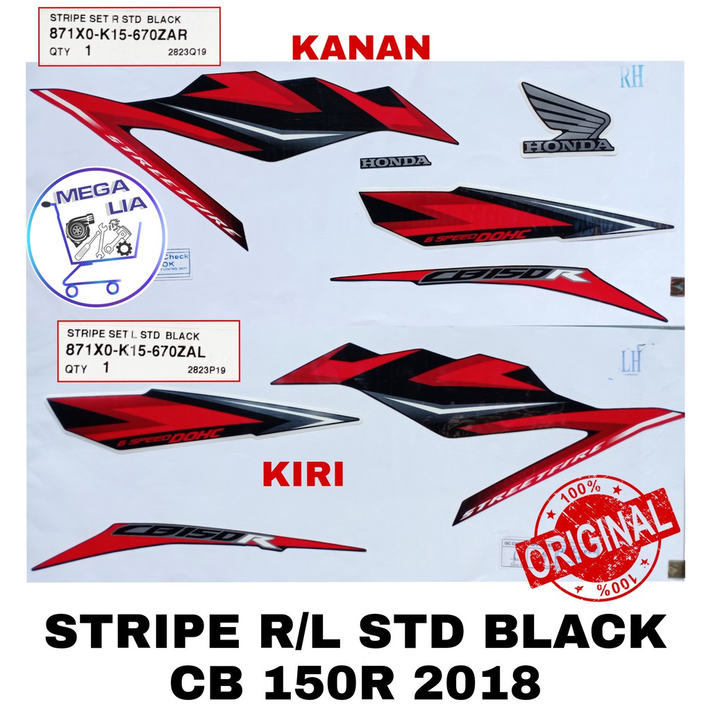 Sticker Stiker Striping Stripe Body Set Kanan Kiri STD Black Hitam New CB 150 R 150R 2018 100% Ori