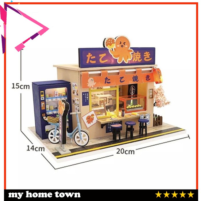 Mainan Anak Creative DIY Miniatur Rumah Boneka Dollhouse Takoyaki Shop HM019