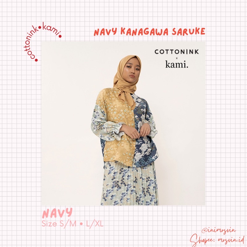 Navy Kanagawa Saruke Cottonink x Kami