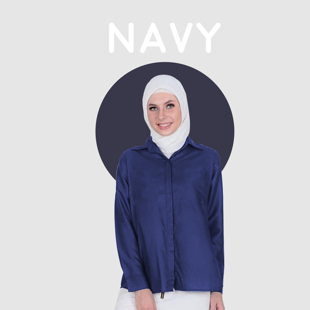 Lumina Basic / Kemeja Dian | Kemeja Wanita Basic - Yelonix-NAVY
