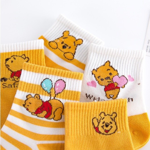 Kaos Kaki Anak Perempuan Sekolah TK SD Motif Cewek Korea Disney Beruang WINNIE THE POOH Terbaru S2