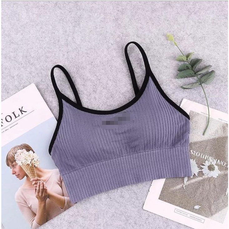 Gratis Ongkir - F5215 Pakaian Dalam Olahraga Wanita / Bra Sport Wanita Tanpa Kawat / BH Gym-Ungu