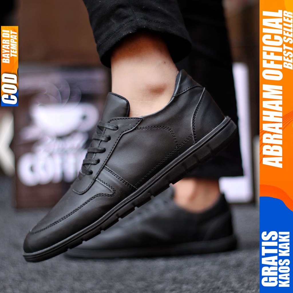 Abraham Mugen - Sepatu Formal Pantofel Pria Kerja Hitam