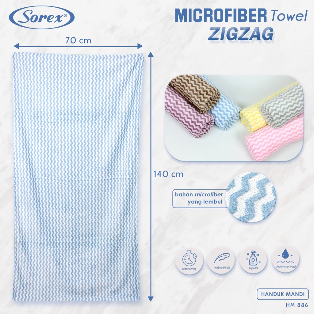 SOREX Handuk Mandi Microfiber Super Soft Lembut, Anti Apek dan Cepat Kering / Handuk Mandi Sorex