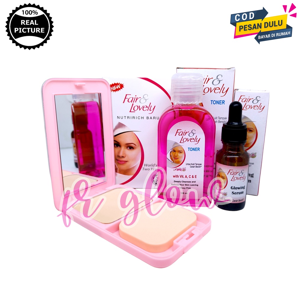 Paket Glowing 3 in 1 Fair N Lovely ( Bedak Fair & lovely - Toner - Serum Fair & lovely )