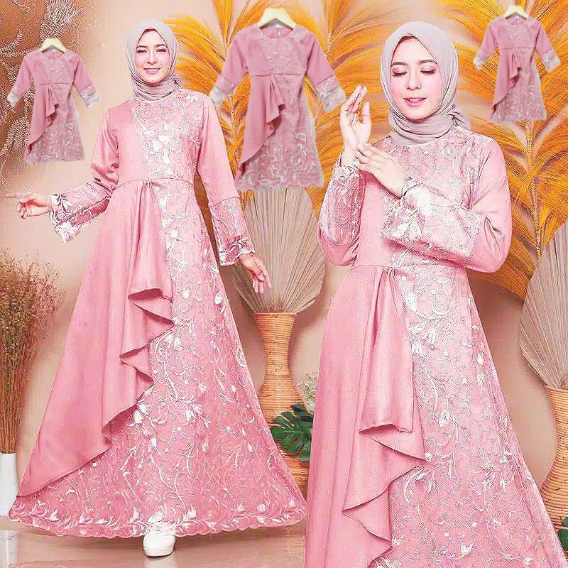 (GAMIS TERBARU 2021)DRESS GAMIS BRUKAT TILE/DRESS KONDANGAN ANAK PEREMPUAN/SIZE XS,S,M,L,XL