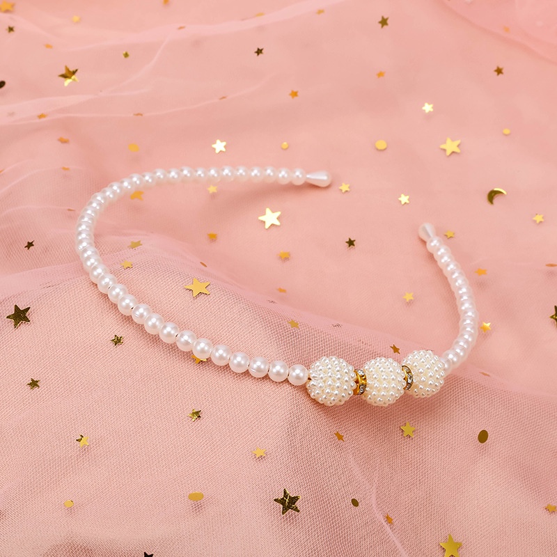 Women Elegant White Pink All Over Pearls Hair Hoop/ Bath Face Washing Makeup Headband