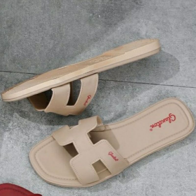 Sandal Glanzton 1838 Wanita Karet Jelly Import Sendal L1838 Glanston Glaston Flat Cewek Perempuan Selop Slop Murah Kekinian Kokop Slip1838-QPS L1838JPS L1838VPS L1838YPS Sun-FIRLY Impor Alice Import Cantik Casual Kasual Polos Model H Original 37-41-Moka