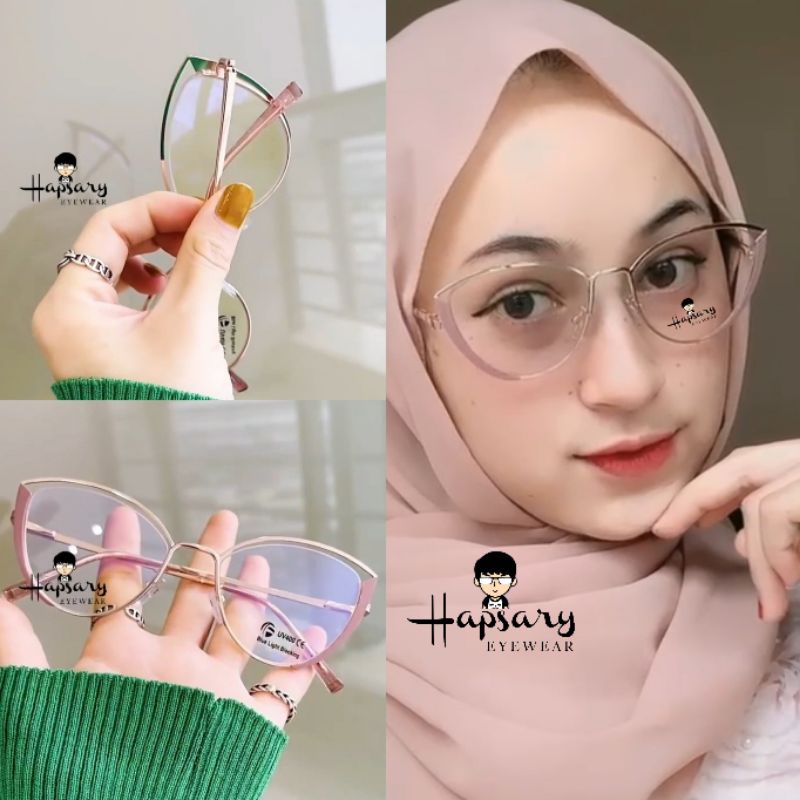 KACAMATA MINUS FRAME SUZUKA PAKET LENSA ANTI RADIASI | KACAMATA WANITA | KACA MATA ANTI UV CAT EYE 97521