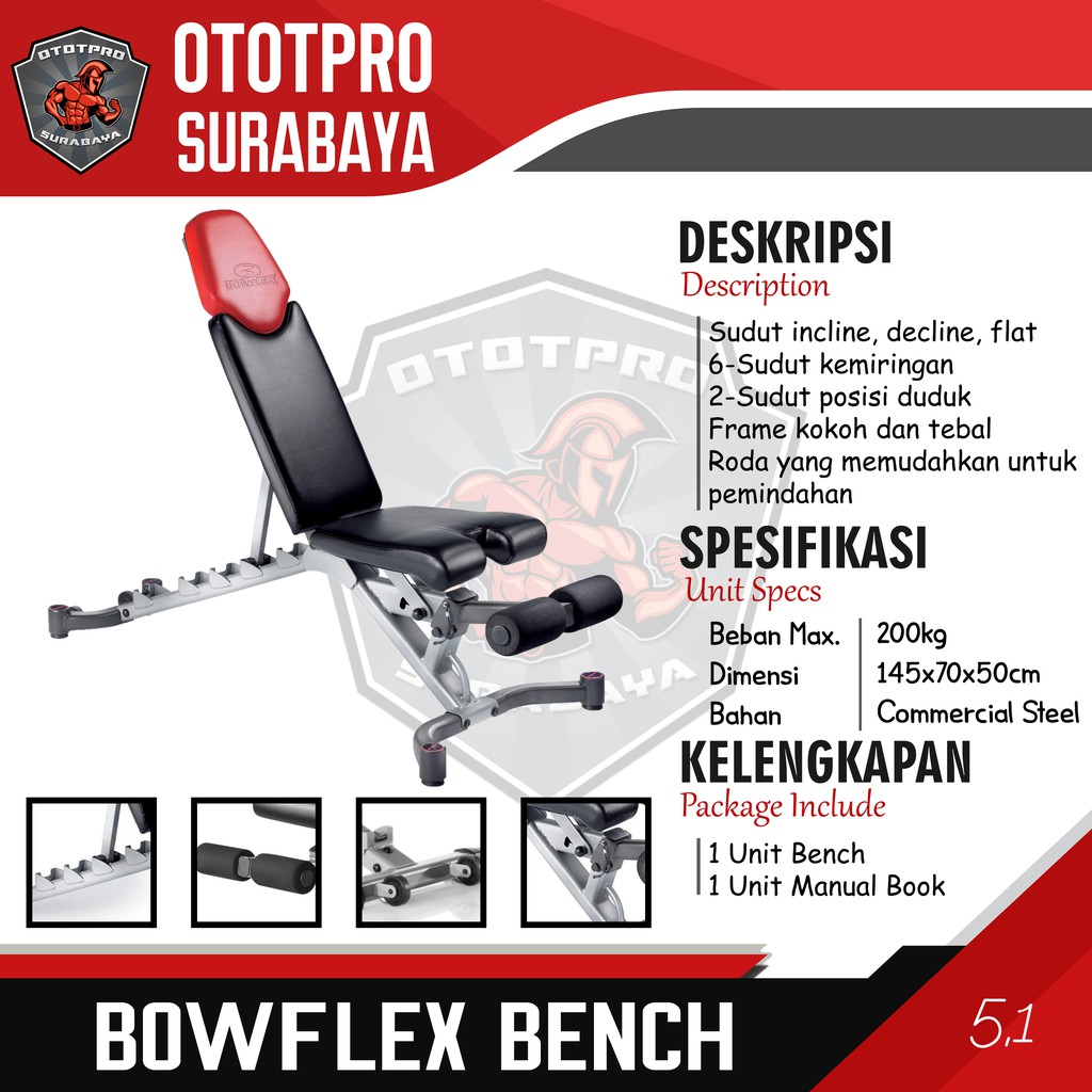 Bowflex 51 Adjustable Weight Bench Press Barbel Alat Fitnes Gym Home Shopee Indonesia