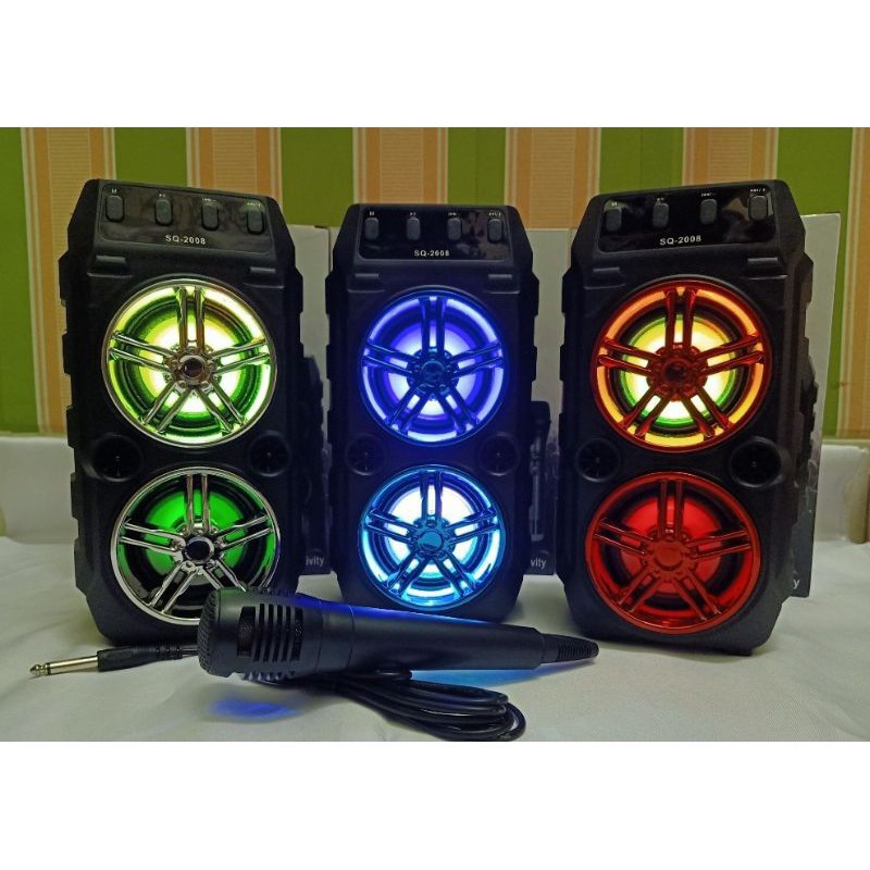 Speaker bluetooth+mic karaoke sq-2008 wireless bluetooth bass full mic