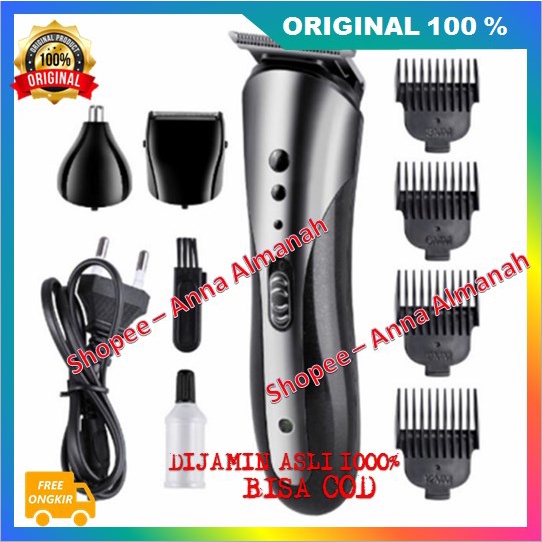 PROMO Alat Mesin Cukur Hair Clipper Rambut Kumis Jenggot Bulu Hidung Kemei 1407 Charger Listrik 100%