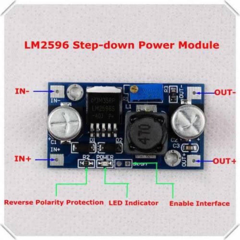 LM2596 adjustable DC-DC step down module ultra compact input 3-40V output 1.5-35V