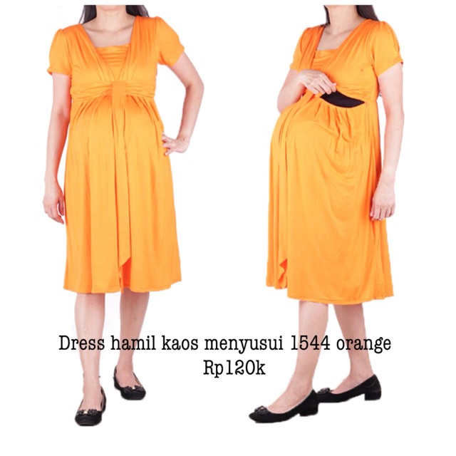 Baju hamil Dress hamil menyusui 1544 orange | Shopee Indonesia