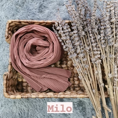 Pashmina Plisket Ceruty Baby Doll Pleated Shawl Full Lidi Hijab Ukuran 180 x 75 Jilbab Instant-HJ PLISKET MILO