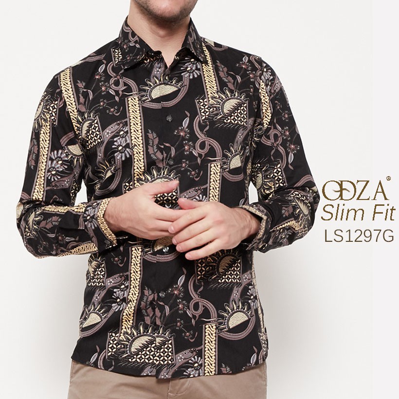 Odza Batik  Lengan  Panjang  Kemeja Pria Batik  Modern 