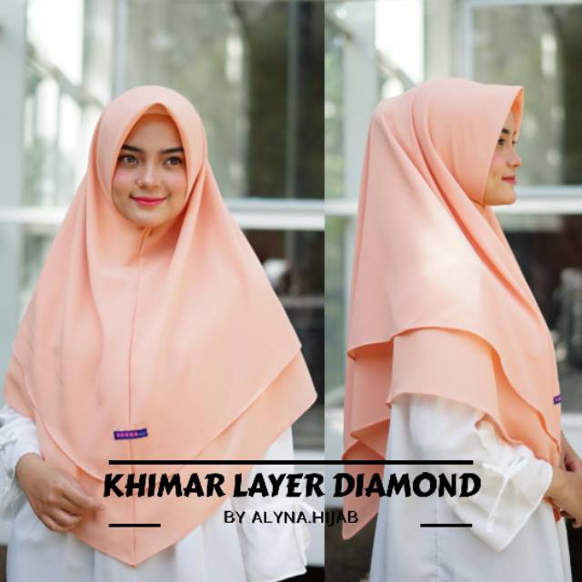 Khimar 2 Layer Diamond Non Ped Premium Syari / Kerudung Jumbo / Bergo / Jilbab Instan-2