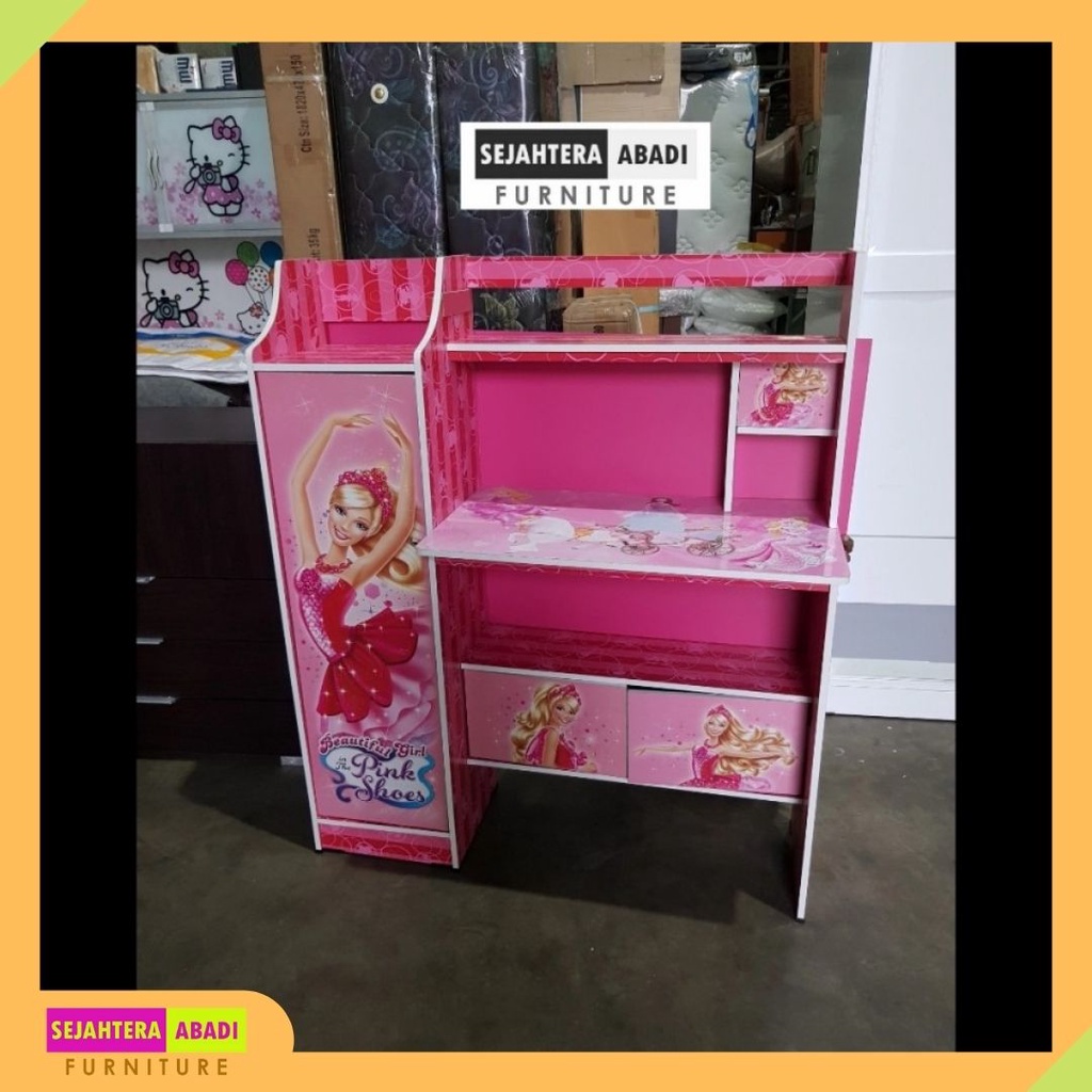 meja belajar anak pink PRINCESS mb120 olympic display sale meja belajar motif cewek meja lemari buku